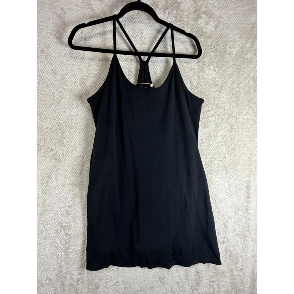 NWT Quince Ultra-Form Active Dress Womens L Black 4-Way Stretch Built-In Shorts